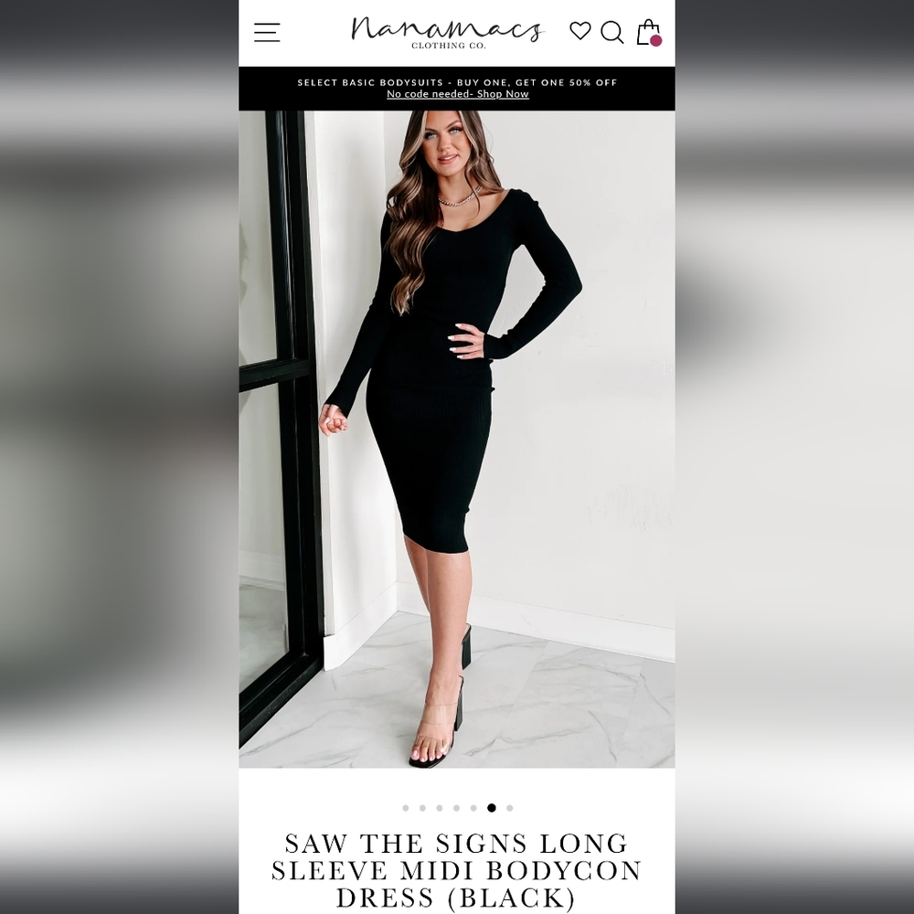 Nanamacs Saw the Signs Long Sleeve Midi Bodycon Dress